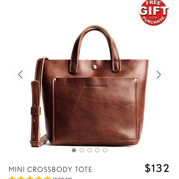 Portland nutmeg Leather mini crossbody Tote - Picture 2 of 13